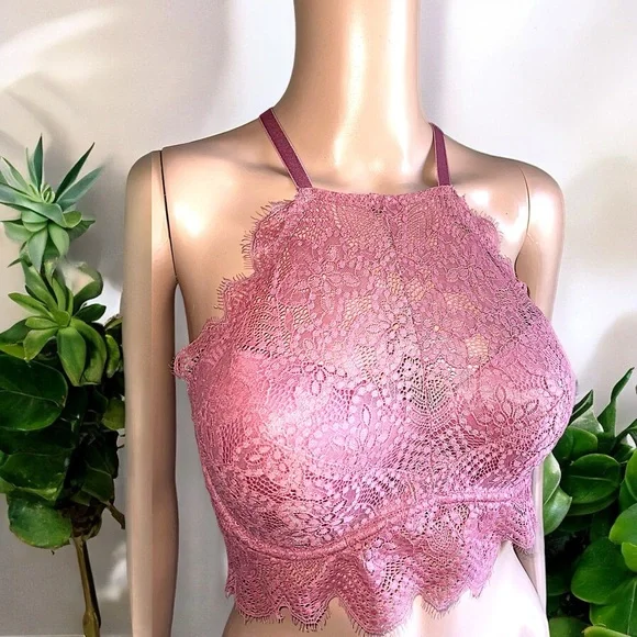 Victoria's Secret PINK Eyelash Lace High-Neck Bralette - Picture 3 of 16